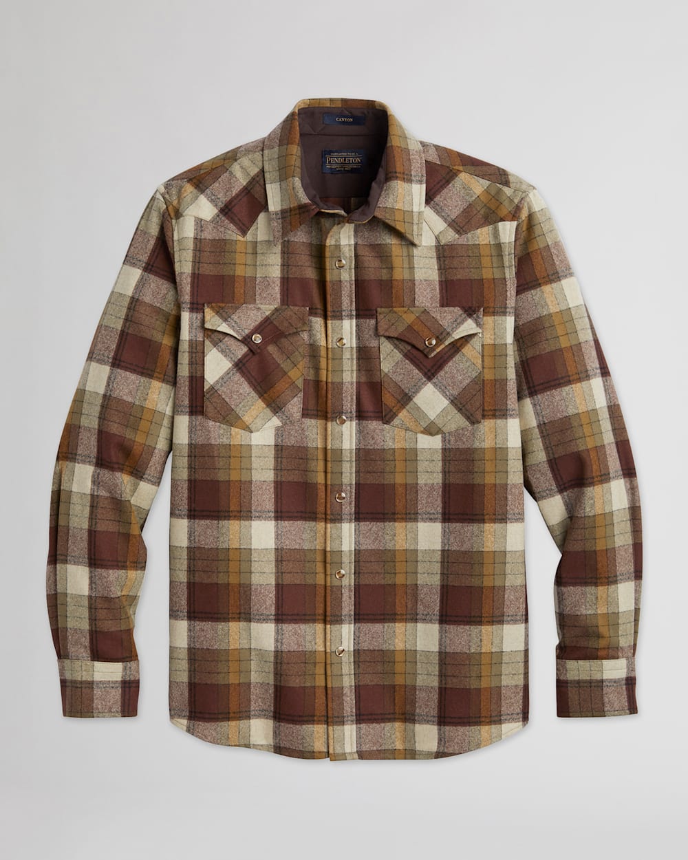 MEN'S PLAID SNAP-FRONT WESTERN CANYON SHIRT IN BROWN/BRONZE PLAID image number 1