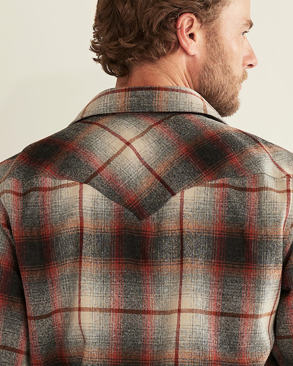 ALTERNATE VIEW OF MEN'S PLAID SNAP-FRONT WESTERN CANYON SHIRT IN COPPER/GREY OMBRE image number 5