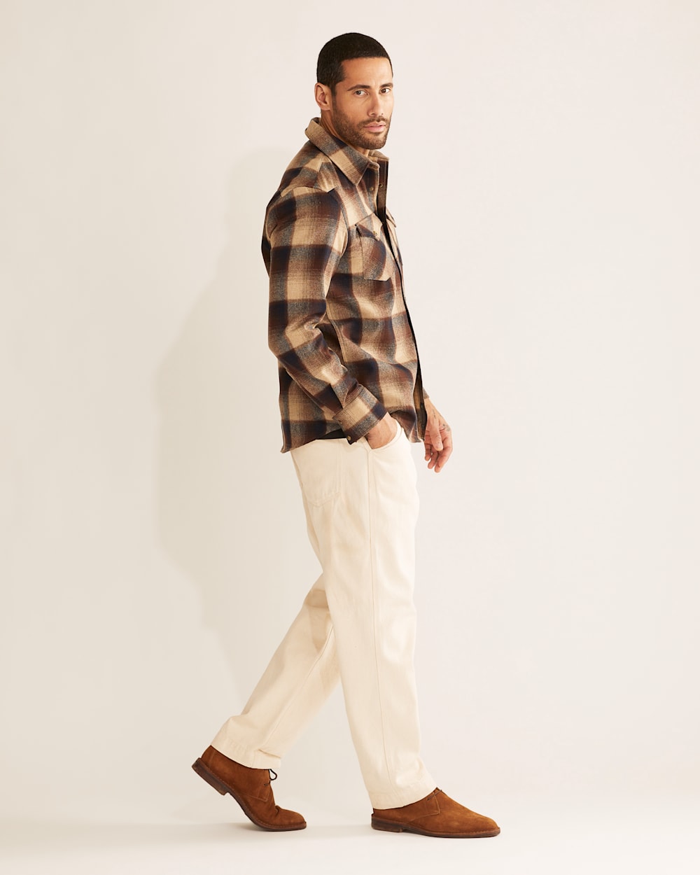 ALTERNATE VIEW OF MEN'S PLAID SNAP-FRONT WESTERN CANYON SHIRT IN BROWN/NAVY OMBRE image number 2