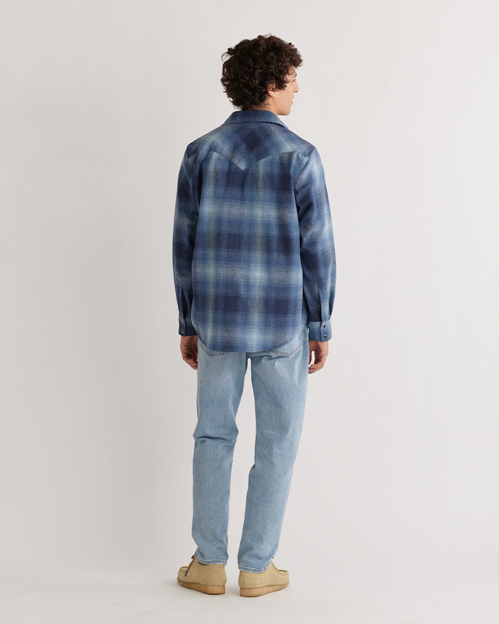 ALTERNATE VIEW OF MEN'S PLAID SNAP-FRONT WESTERN CANYON SHIRT IN NAVY MIX OMBRE image number 3