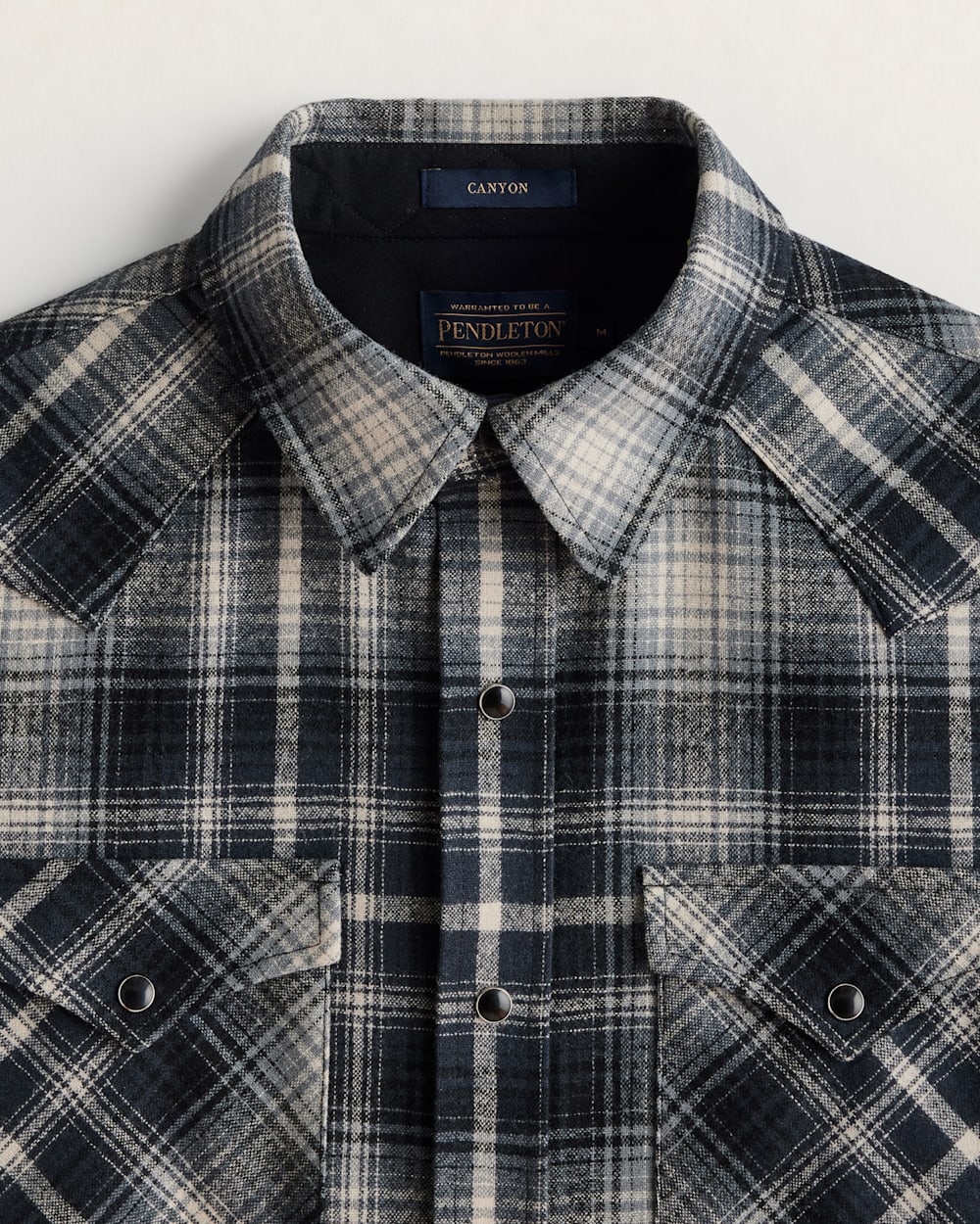 ALTERNATE VIEW OF MEN'S PLAID SNAP-FRONT WESTERN CANYON SHIRT IN GREY/TAN OMBRE image number 2