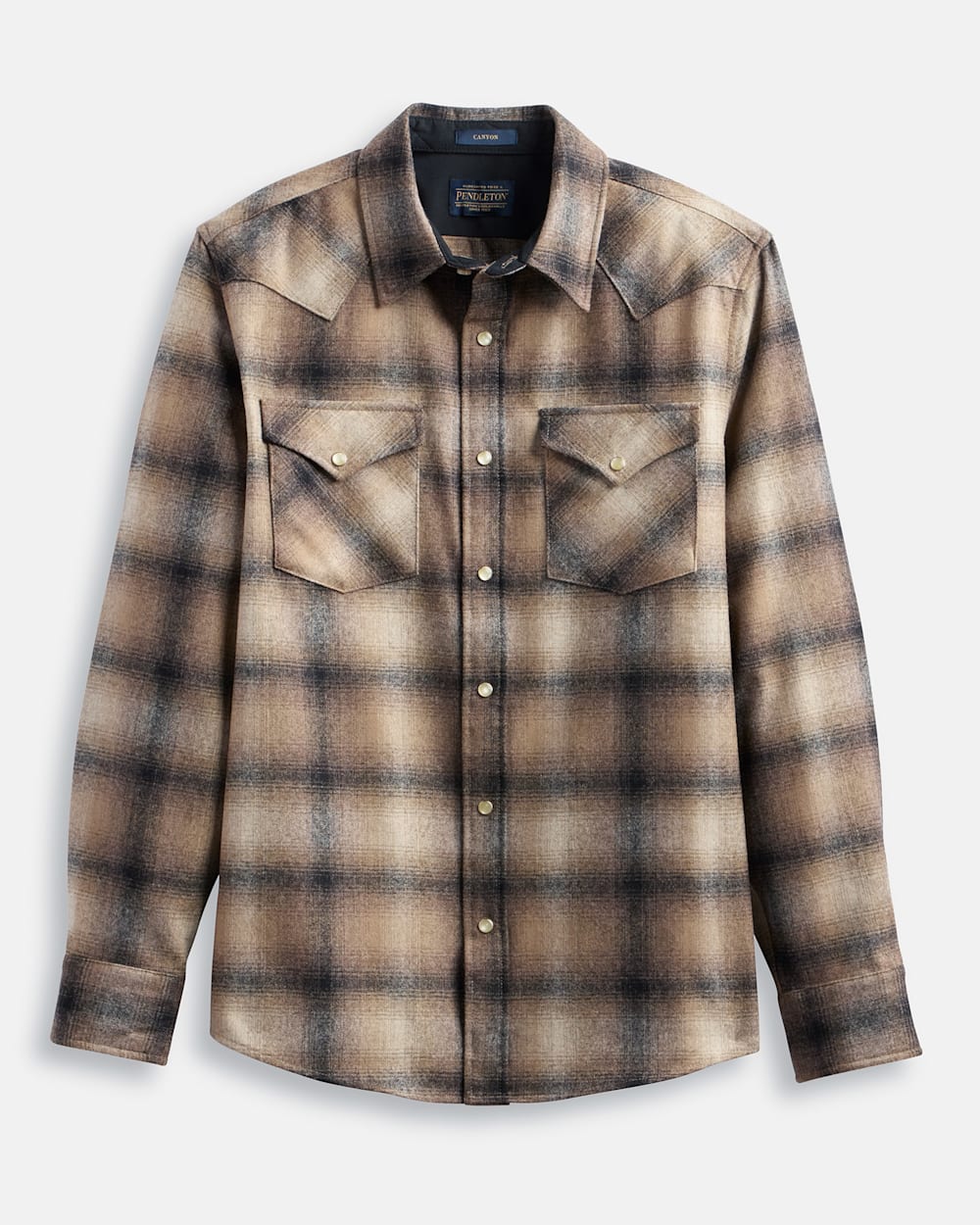 MEN'S PLAID SNAP-FRONT WESTERN CANYON SHIRT IN TAN/TAUPE OMBRE image number 1