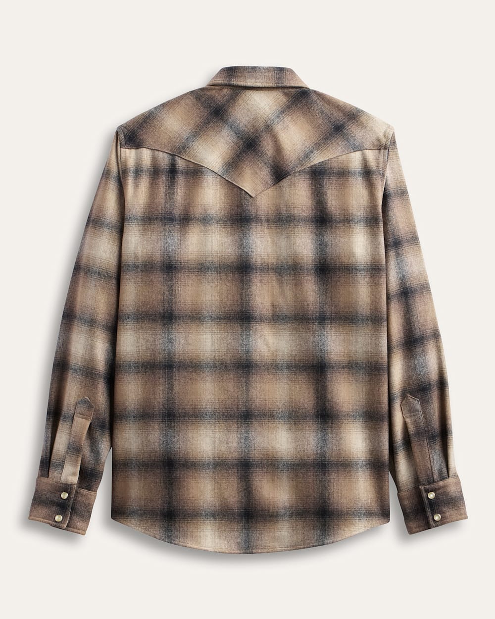 ALTERNATE VIEW OF MEN'S PLAID SNAP-FRONT WESTERN CANYON SHIRT IN TAN/TAUPE OMBRE image number 2