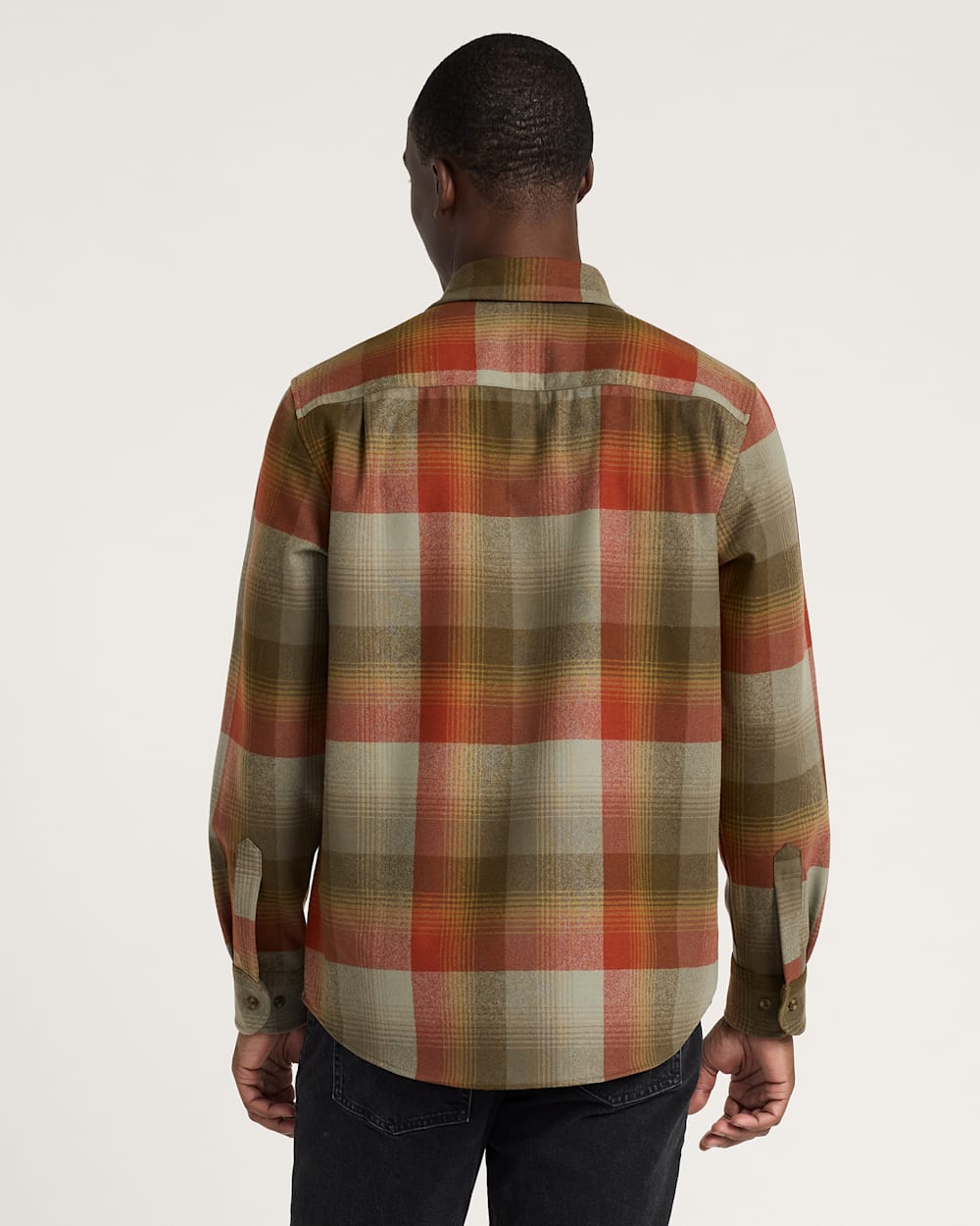 ALTERNATE VIEW OF MEN'S PLAID LODGE SHIRT IN TAN/RED PLAID image number 2
