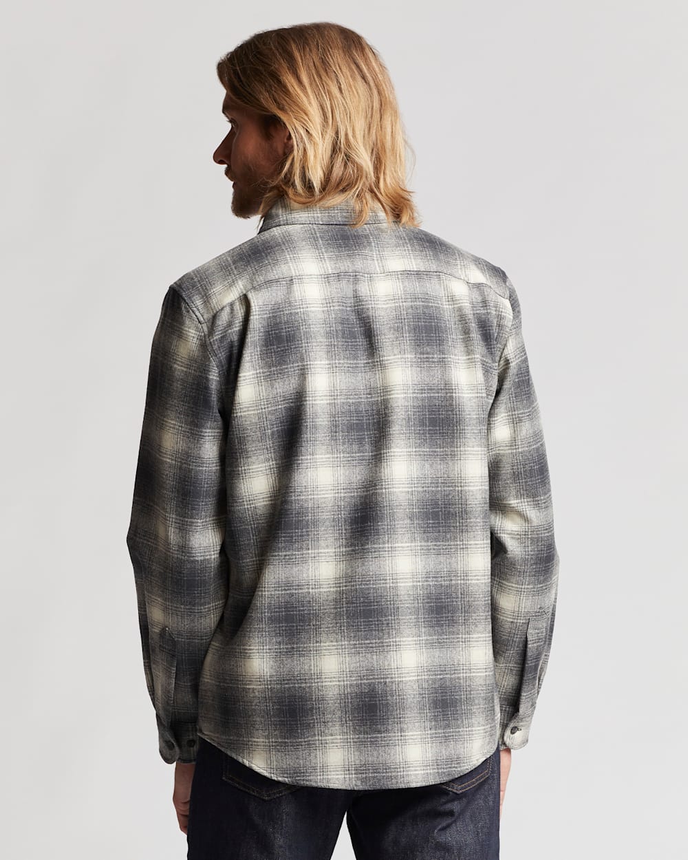 ALTERNATE VIEW OF MEN'S PLAID LODGE SHIRT IN SLATE/WHITE PLAID image number 3