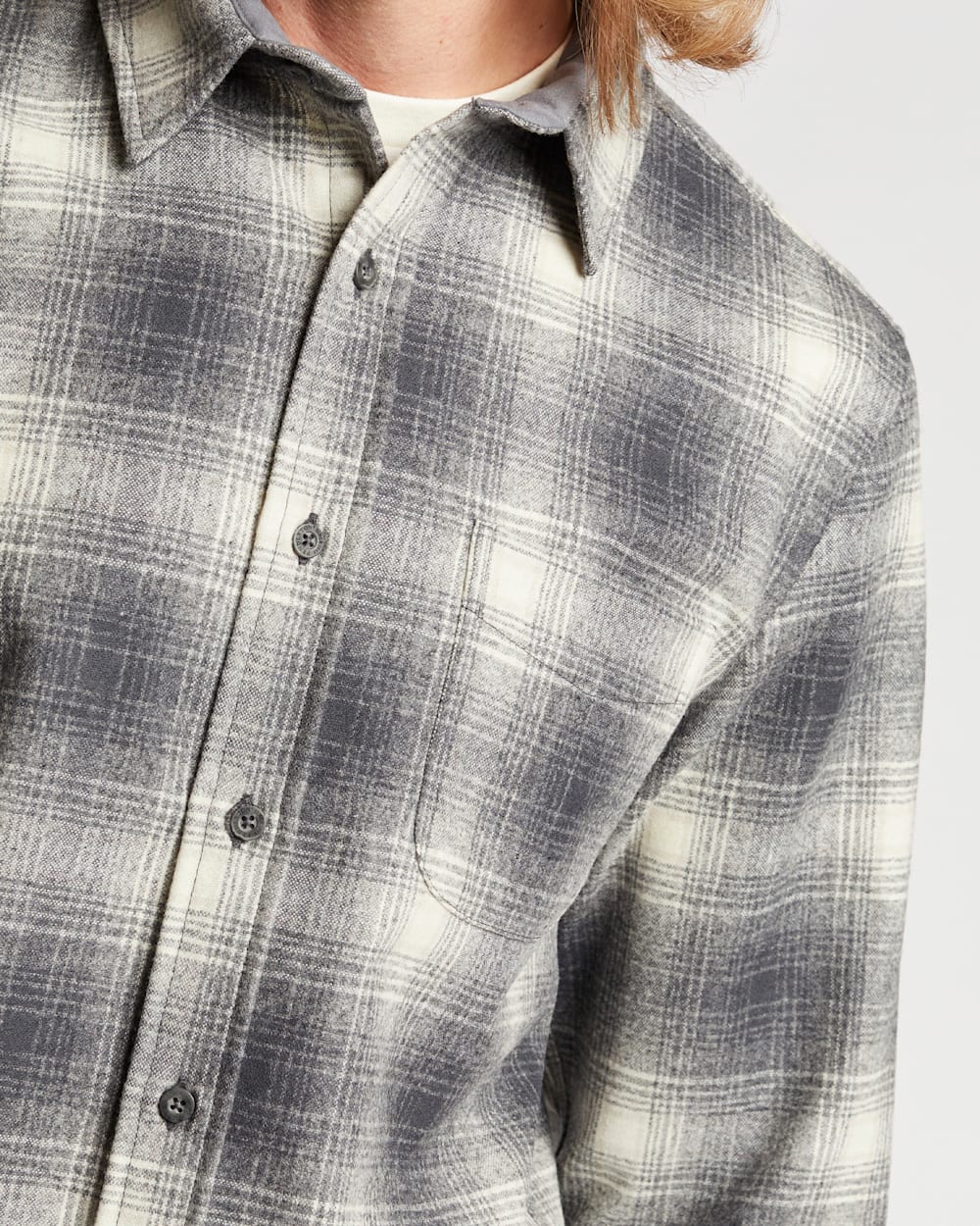 ALTERNATE VIEW OF MEN'S PLAID LODGE SHIRT IN SLATE/WHITE PLAID image number 4
