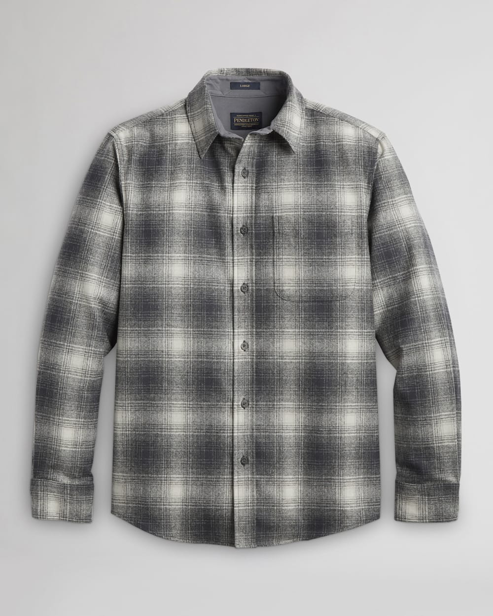 ALTERNATE VIEW OF MEN'S PLAID LODGE SHIRT IN SLATE/WHITE PLAID image number 6