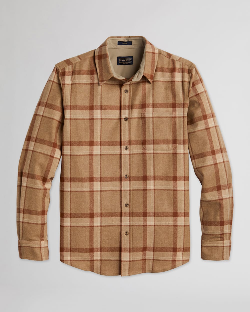 MEN'S PLAID LODGE SHIRT IN TAN MIX PLAID image number 1