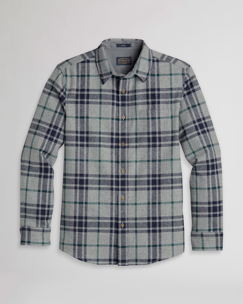 MEN'S PLAID LODGE SHIRT IN GREY MIX/NAVY/GREEN WINDOWPANE image number 1