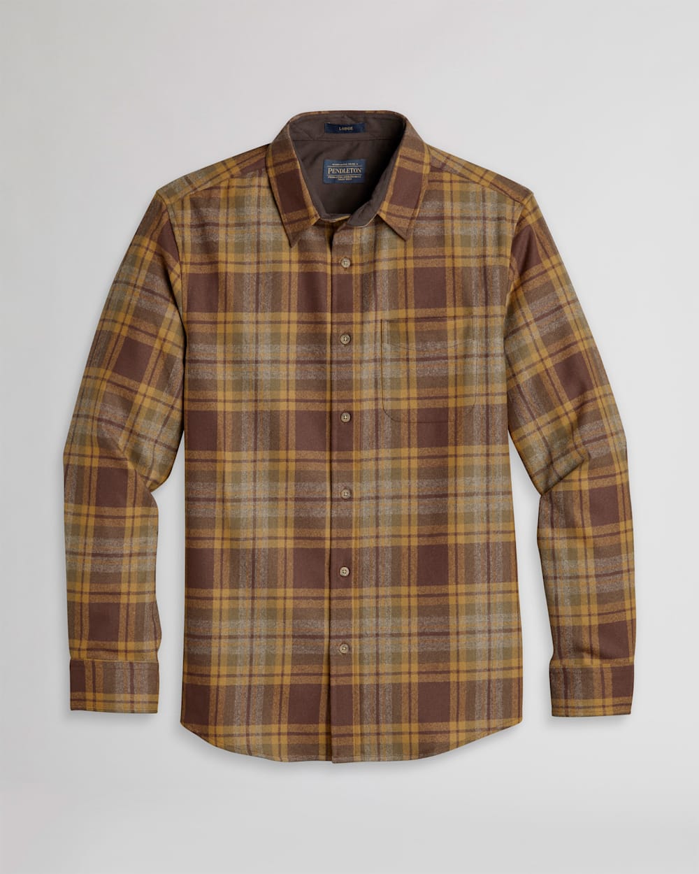 MEN'S PLAID LODGE SHIRT IN BROWN/COPPER/OLIVE PLAID image number 1