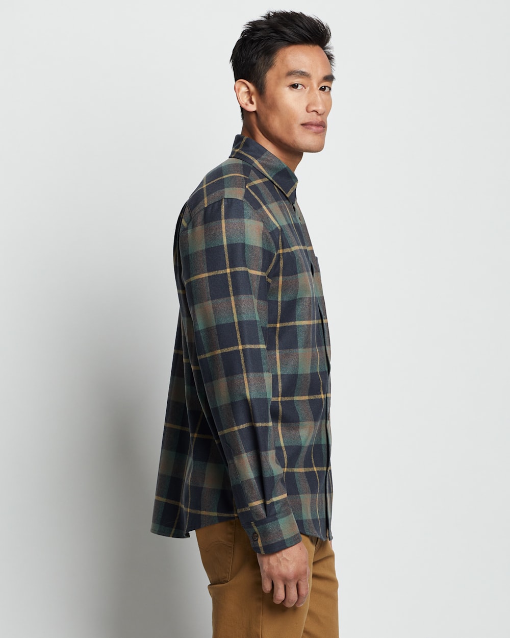 ALTERNATE VIEW OF MEN'S PLAID LODGE SHIRT IN AQUA/SLATE OMBRE image number 3