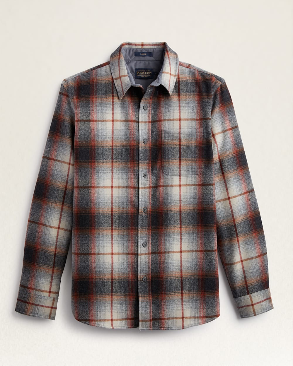 MEN'S PLAID LODGE SHIRT IN COPPER/GREY OMBRE image number 1