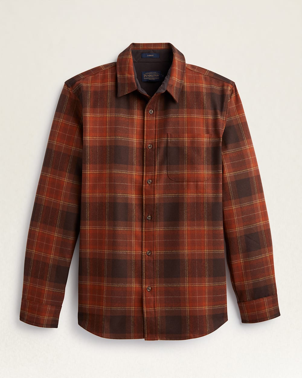 MEN'S PLAID LODGE SHIRT IN BROWN PLAID image number 1