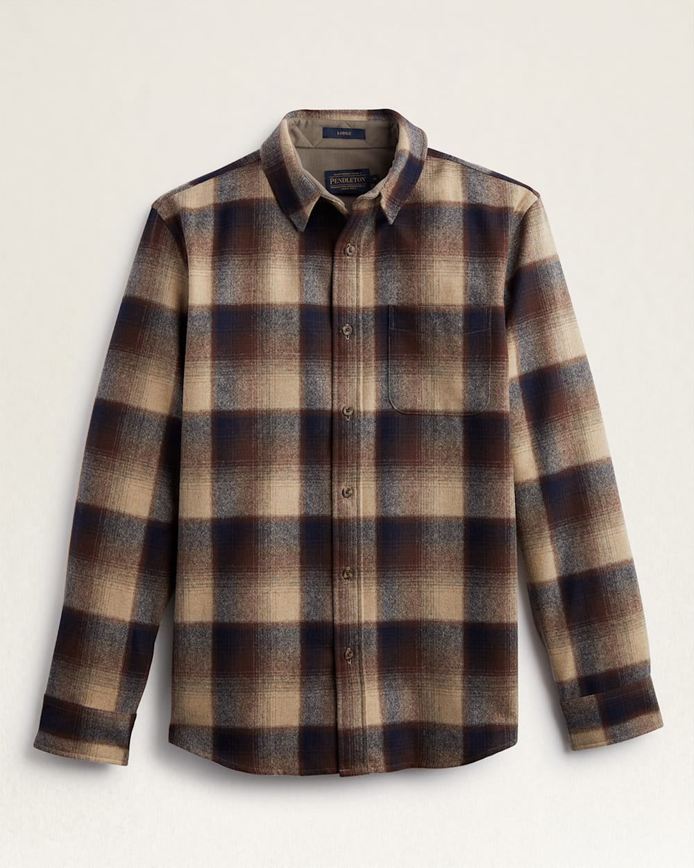 MEN'S PLAID LODGE SHIRT IN BROWN/NAVY OMBRE image number 5
