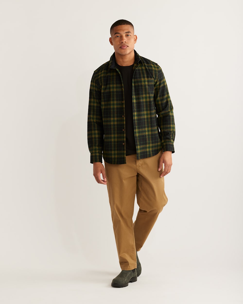 MEN'S PLAID LODGE SHIRT IN GREEN/BLACK image number 1