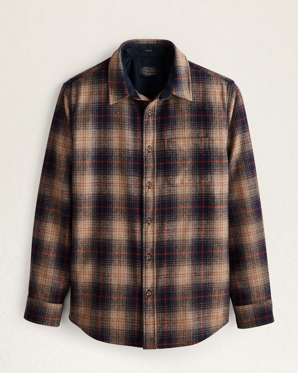 MEN'S PLAID LODGE SHIRT IN BROWN/NAVY/RED PLAID image number 1