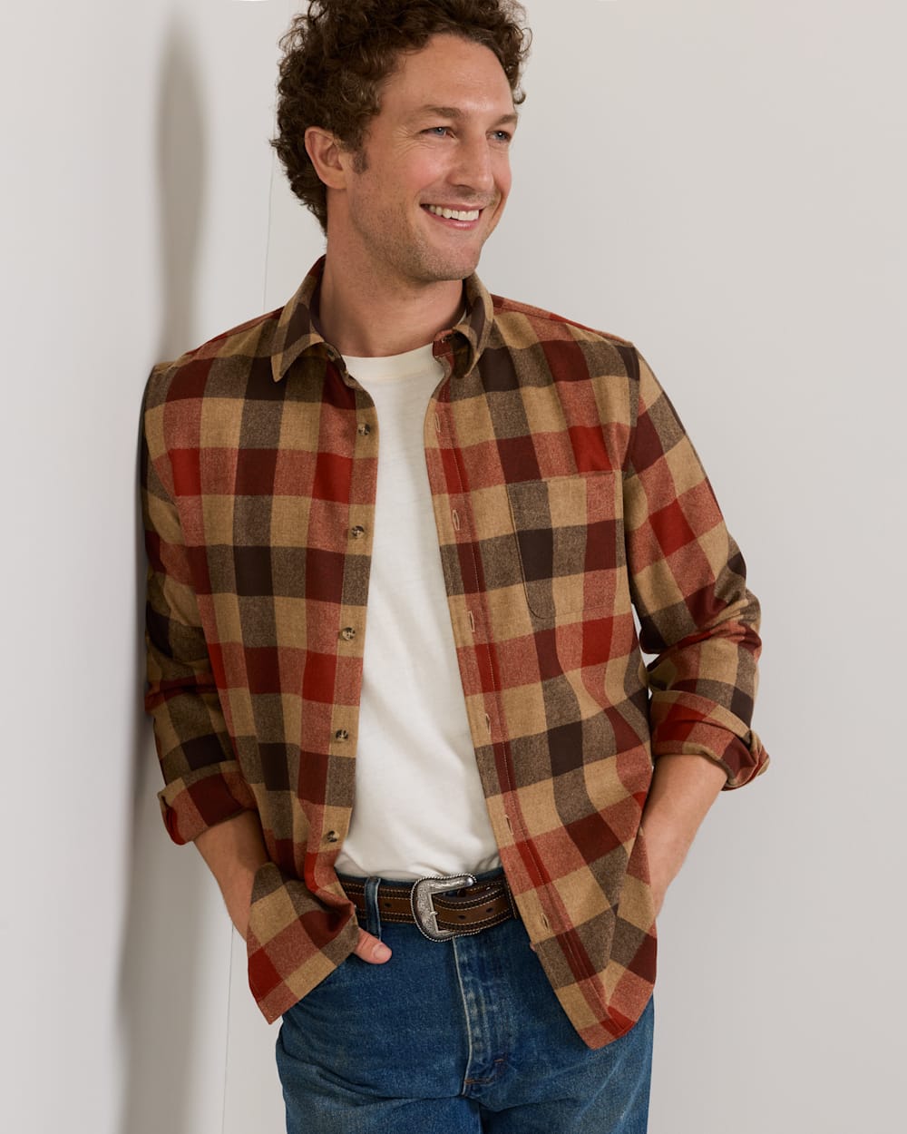 MEN'S PLAID LODGE SHIRT IN RED MULTI CHECK image number 1