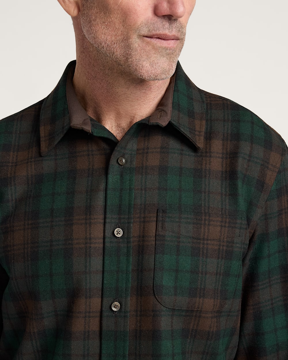 ALTERNATE VIEW OF MEN'S PLAID LODGE SHIRT IN BROWN WATCH TARTAN image number 4