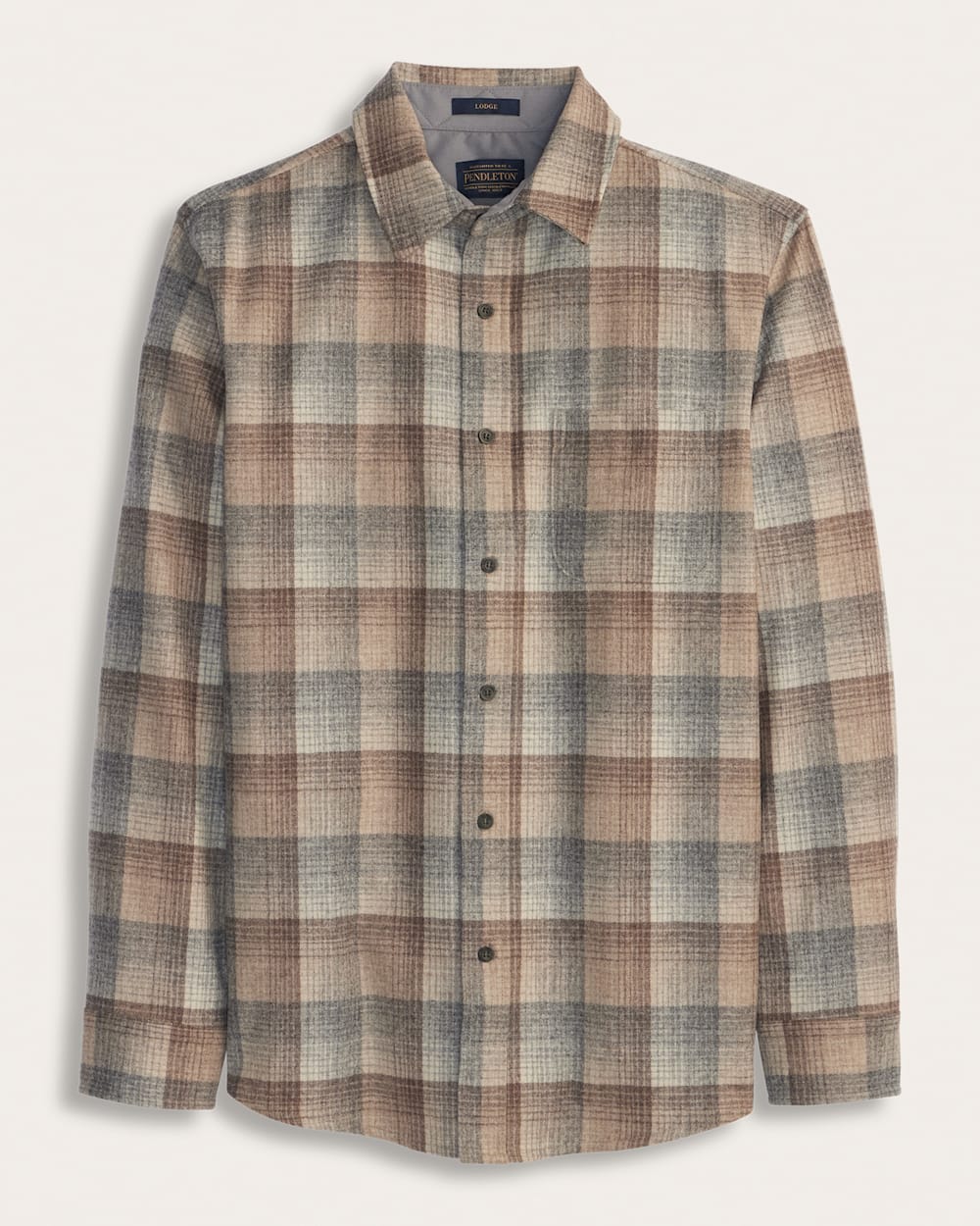MEN'S PLAID LODGE SHIRT IN TAN/GREY OMBRE image number 1