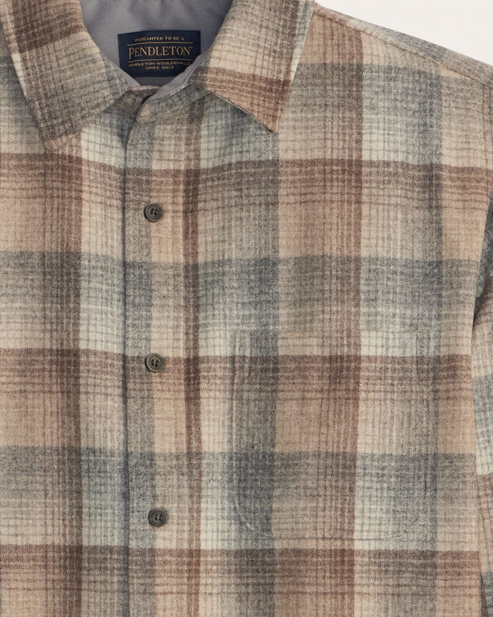 ALTERNATE VIEW OF MEN'S PLAID LODGE SHIRT IN TAN/GREY OMBRE image number 2