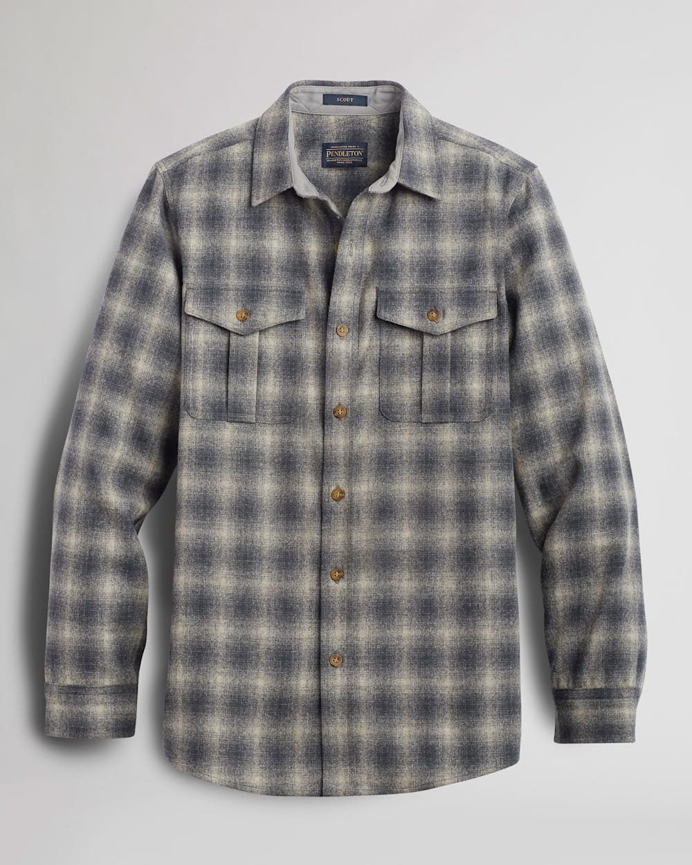 MEN'S PLAID SCOUT SHIRT IN TAN/GREY OMBRE PLAID image number 1