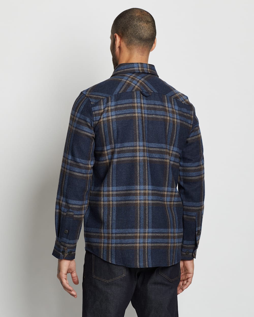ALTERNATE VIEW OF MEN'S WESTON SHIRT IN NAVY MIX/BROWN MIX PLAID image number 3