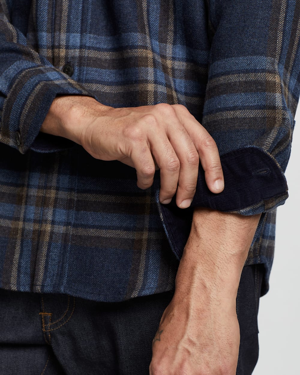 ALTERNATE VIEW OF MEN'S WESTON SHIRT IN NAVY MIX/BROWN MIX PLAID image number 4