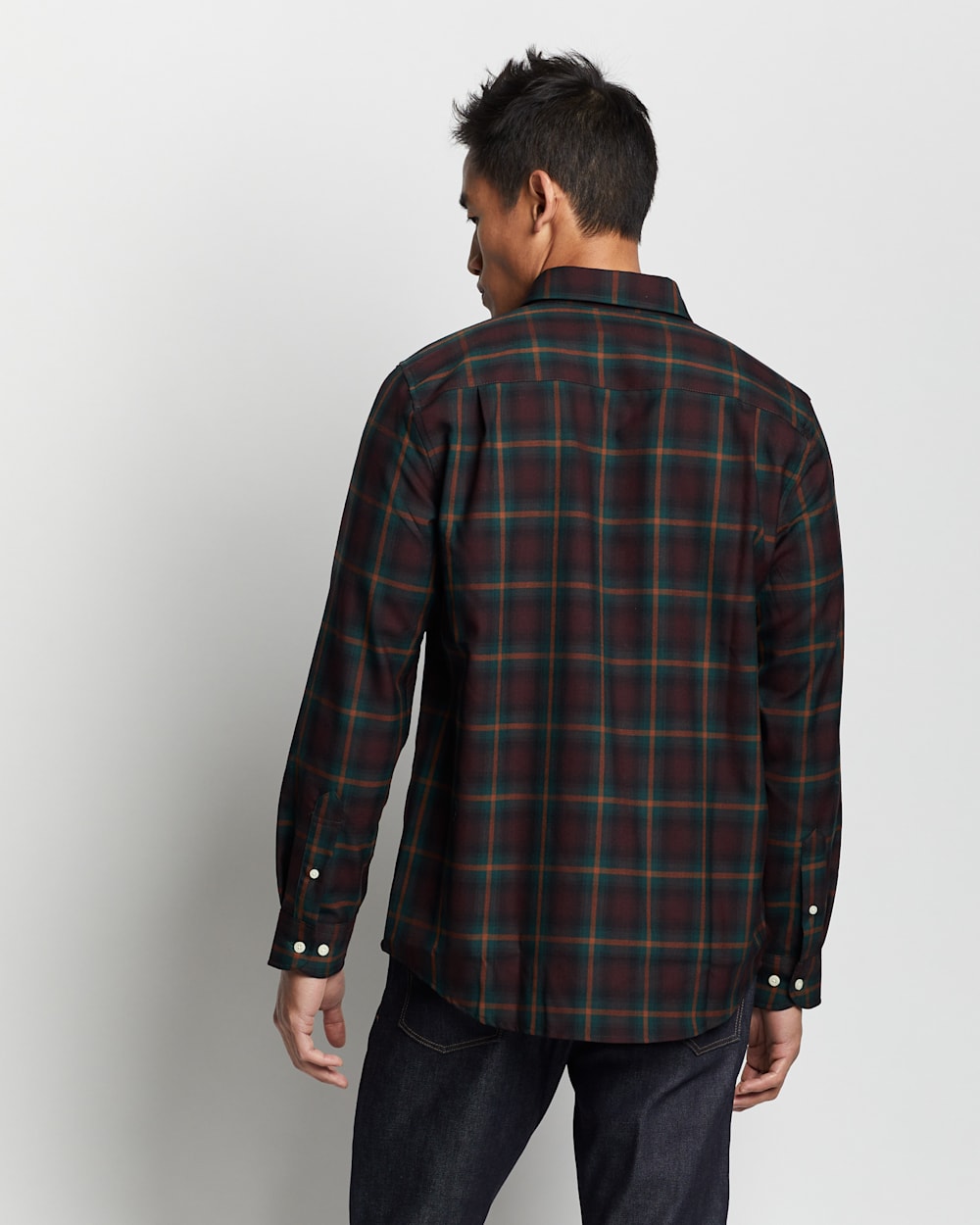 ALTERNATE VIEW OF AIRLOOM MERINO SIR PENDLETON SHIRT IN BURGUNDY/OLIVE OMBRE image number 3