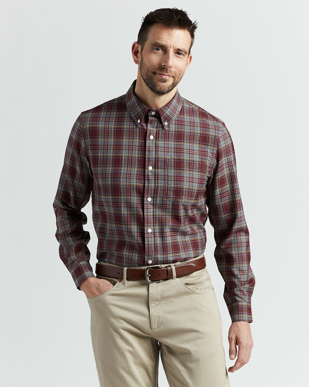 ALTERNATE VIEW OF AIRLOOM MERINO SIR PENDLETON SHIRT IN RED/GREY ANDERSON TARTAN image number 6