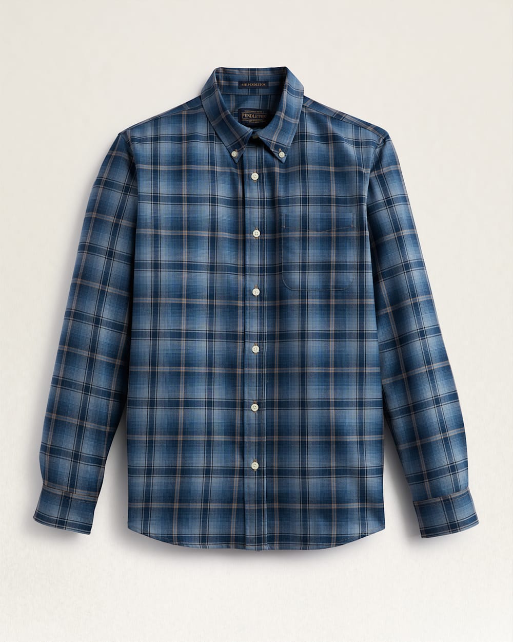 SIR PENDLETON MERINO SHIRT IN BLUE/TAN PLAID image number 1