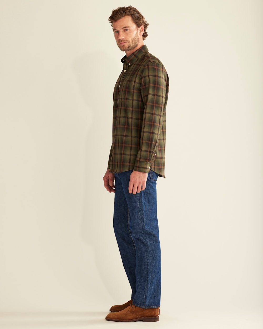 ALTERNATE VIEW OF SIR PENDLETON MERINO SHIRT IN GREEN/COPPER PLAID image number 2
