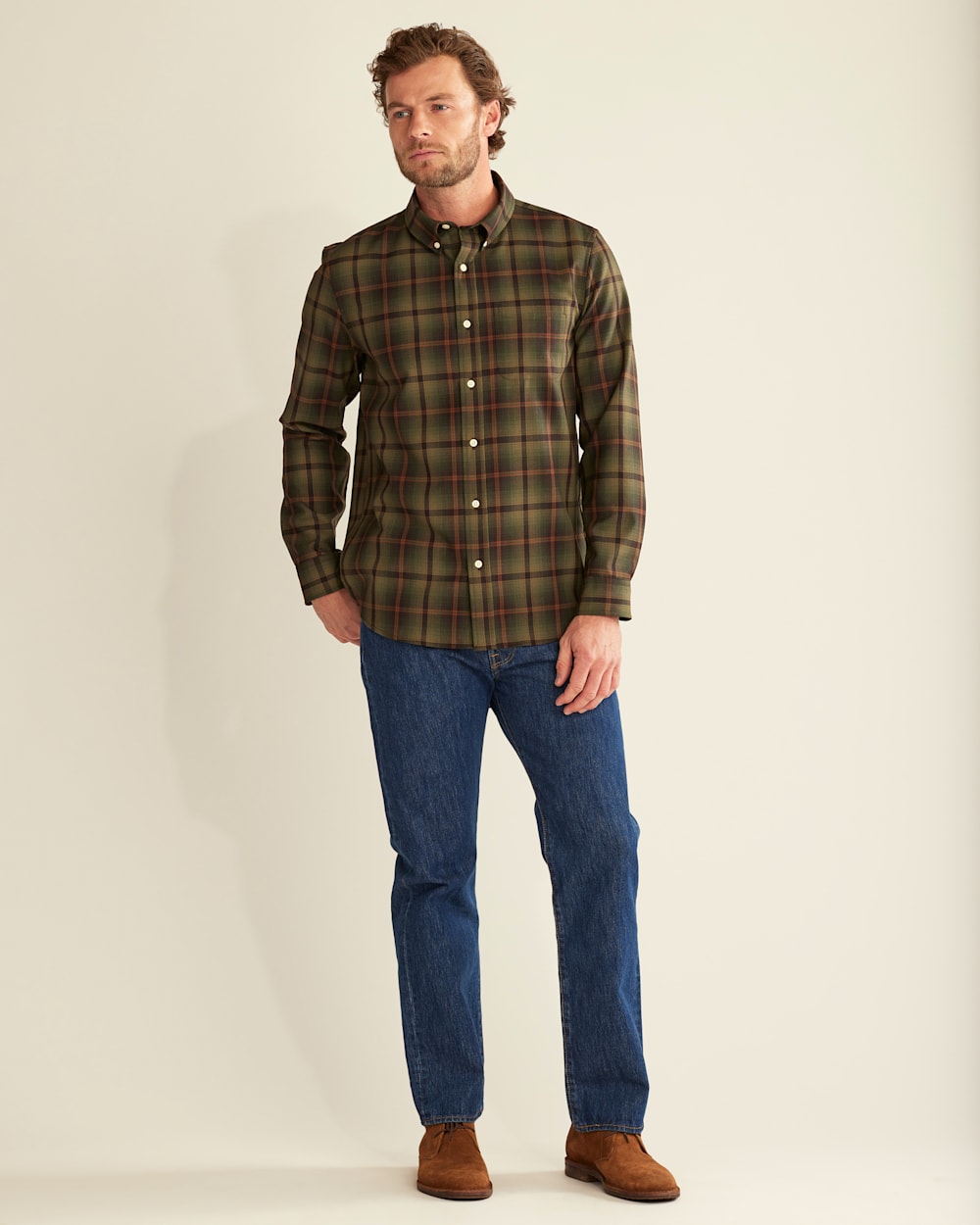 ALTERNATE VIEW OF SIR PENDLETON MERINO SHIRT IN GREEN/COPPER PLAID image number 4
