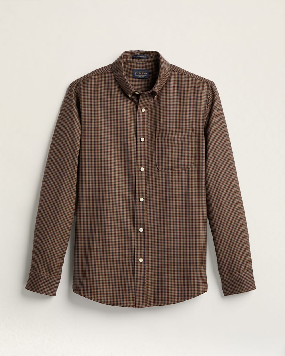 SIR PENDLETON MERINO SHIRT IN TAN/MULTI GUN CLUB CHECK image number 1