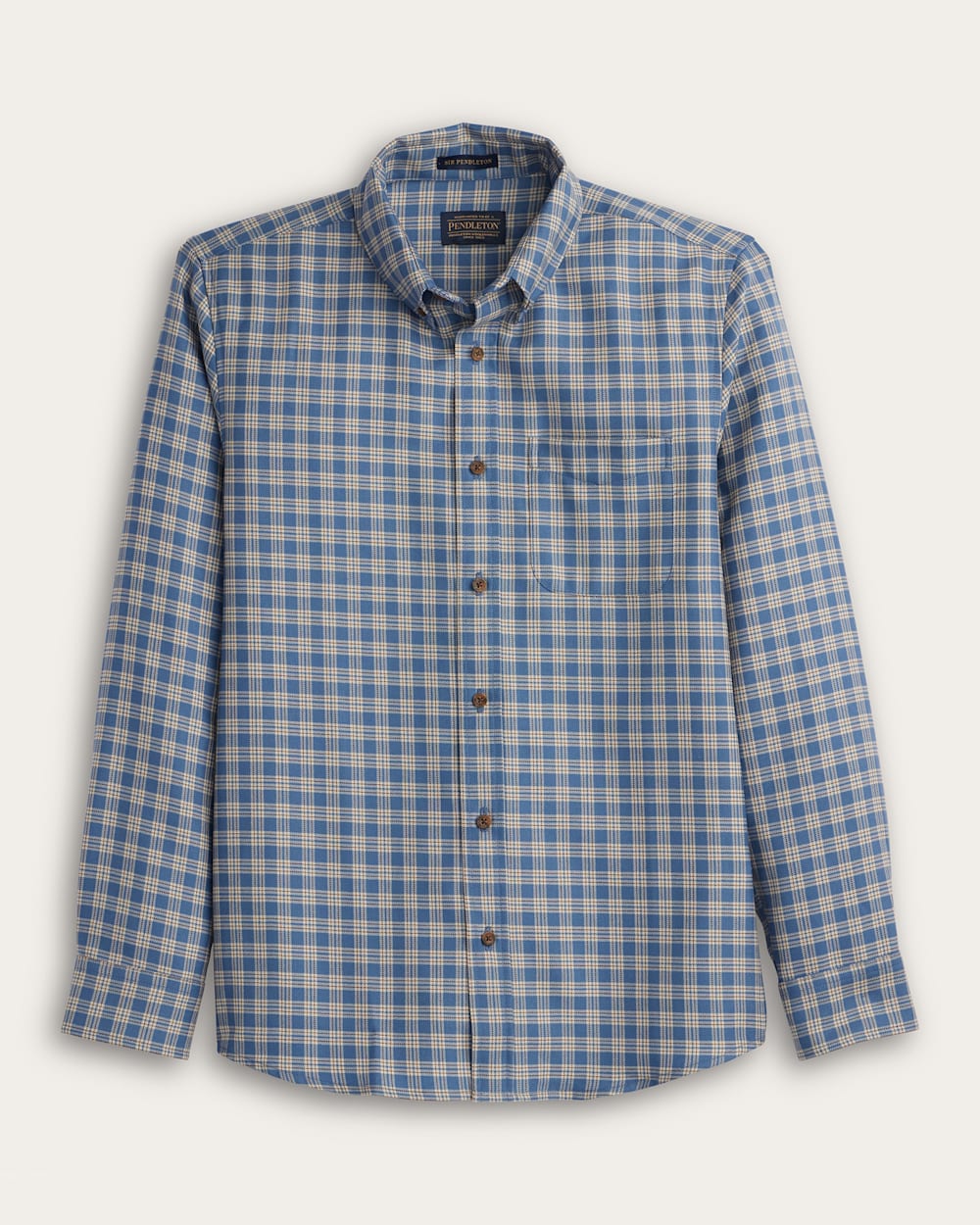 MEN'S SIR PENDLETON MERINO SHIRT IN BLUE/TAN CHECK image number 1