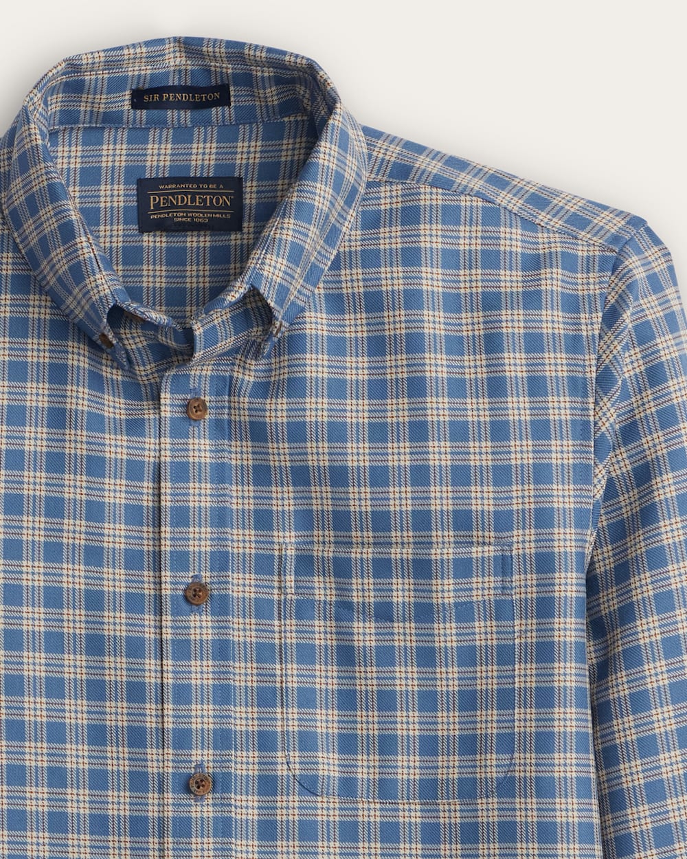 ALTERNATE VIEW OF MEN'S SIR PENDLETON MERINO SHIRT IN BLUE/TAN CHECK image number 2