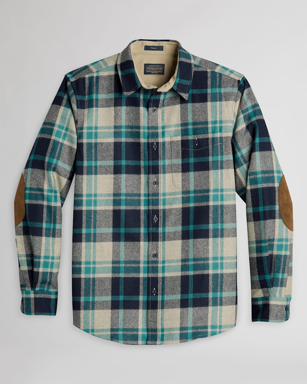 MEN'S PLAID TRAIL SHIRT IN TAN MIX/TEAL/NAVY PLAID image number 1