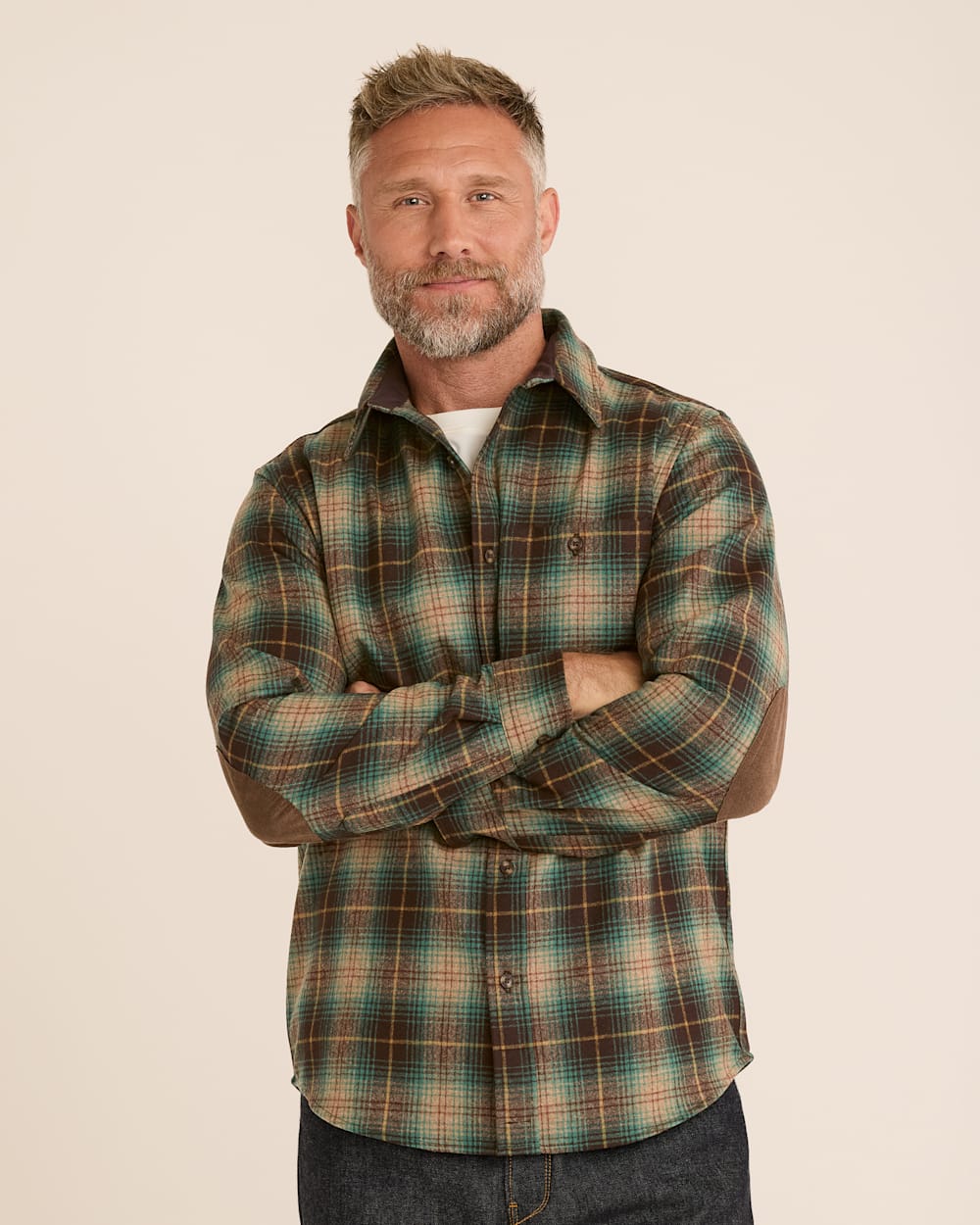 Flannel jacket with elbow patches store
