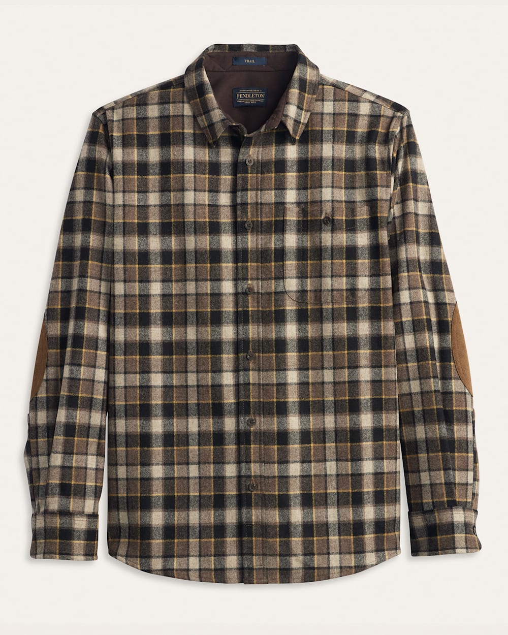 ALTERNATE VIEW OF MEN'S PLAID ELBOW-PATCH TRAIL SHIRT IN BROWN/YELLOW PLAID image number 6