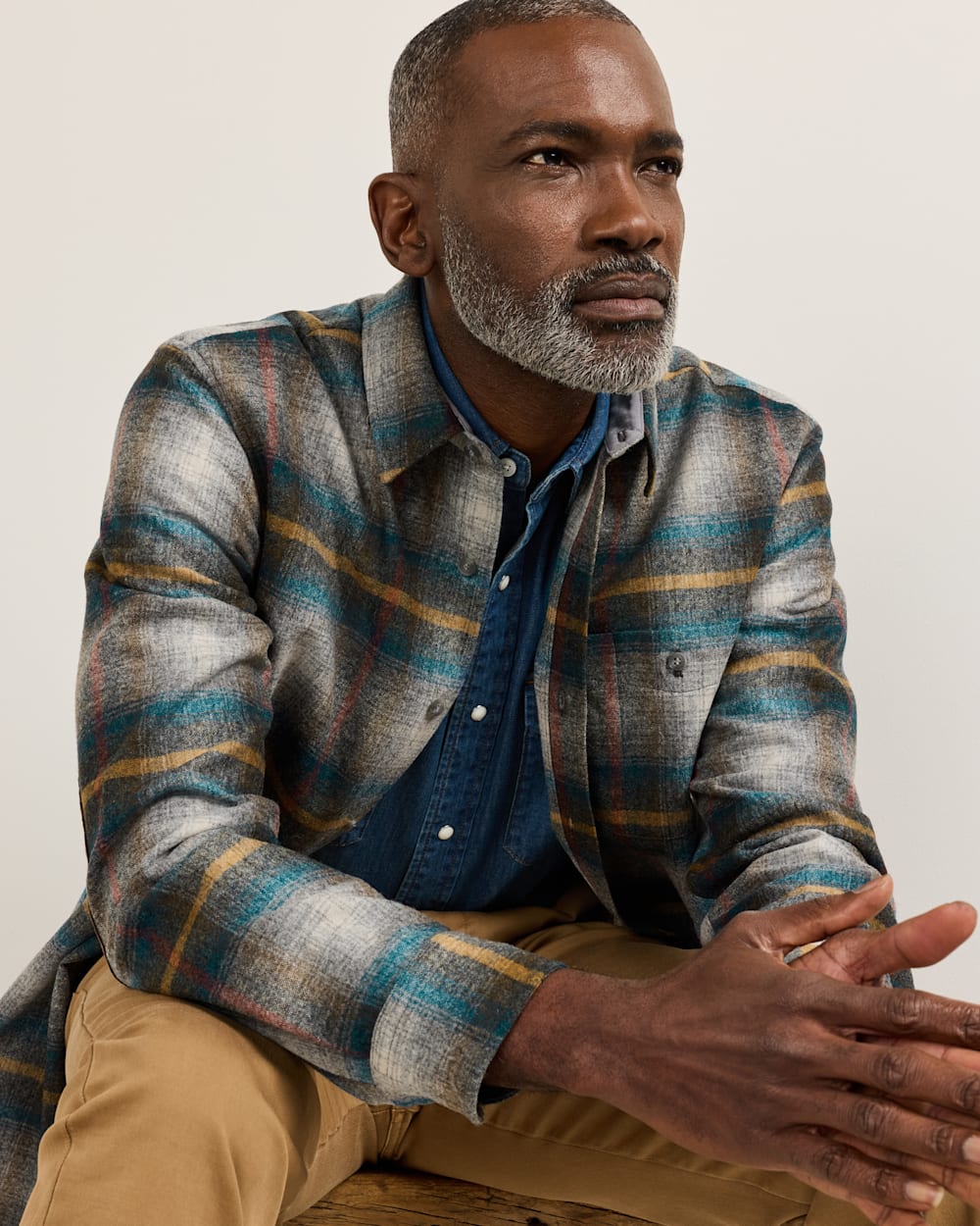 MEN'S PLAID TRAIL SHIRT IN GREY MULTI PLAID image number 1