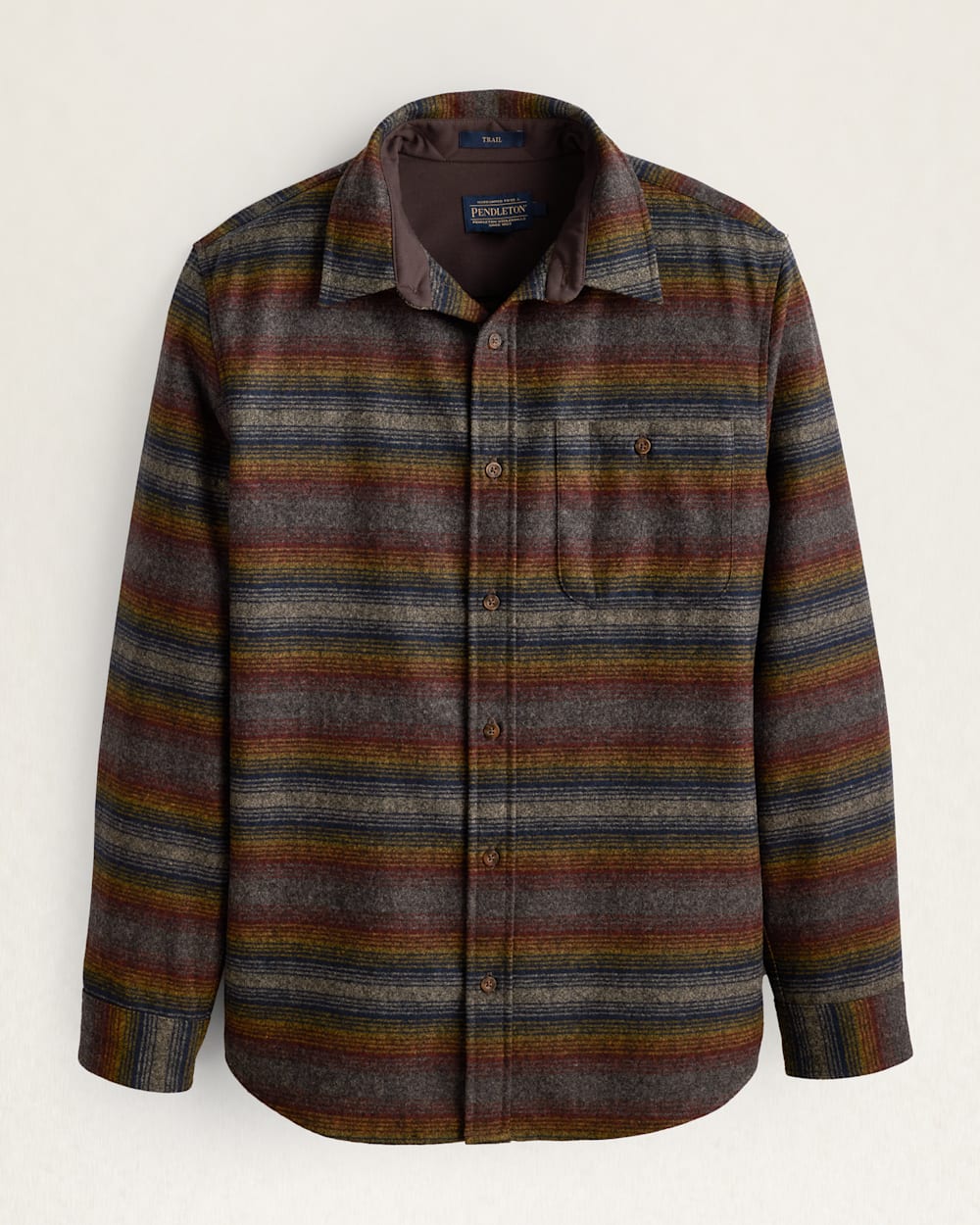 MEN'S STRIPE ELBOW-PATCH TRAIL SHIRT IN BROWN MULTI OMBRE STRIPE image number 1