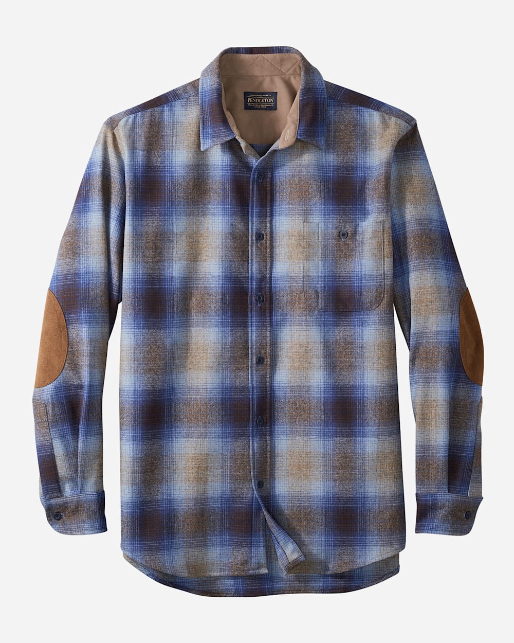 MEN'S FITTED ELBOW-PATCH TRAIL SHIRT IN TAUPE/BROWN/BLUE OMBRE image number 1