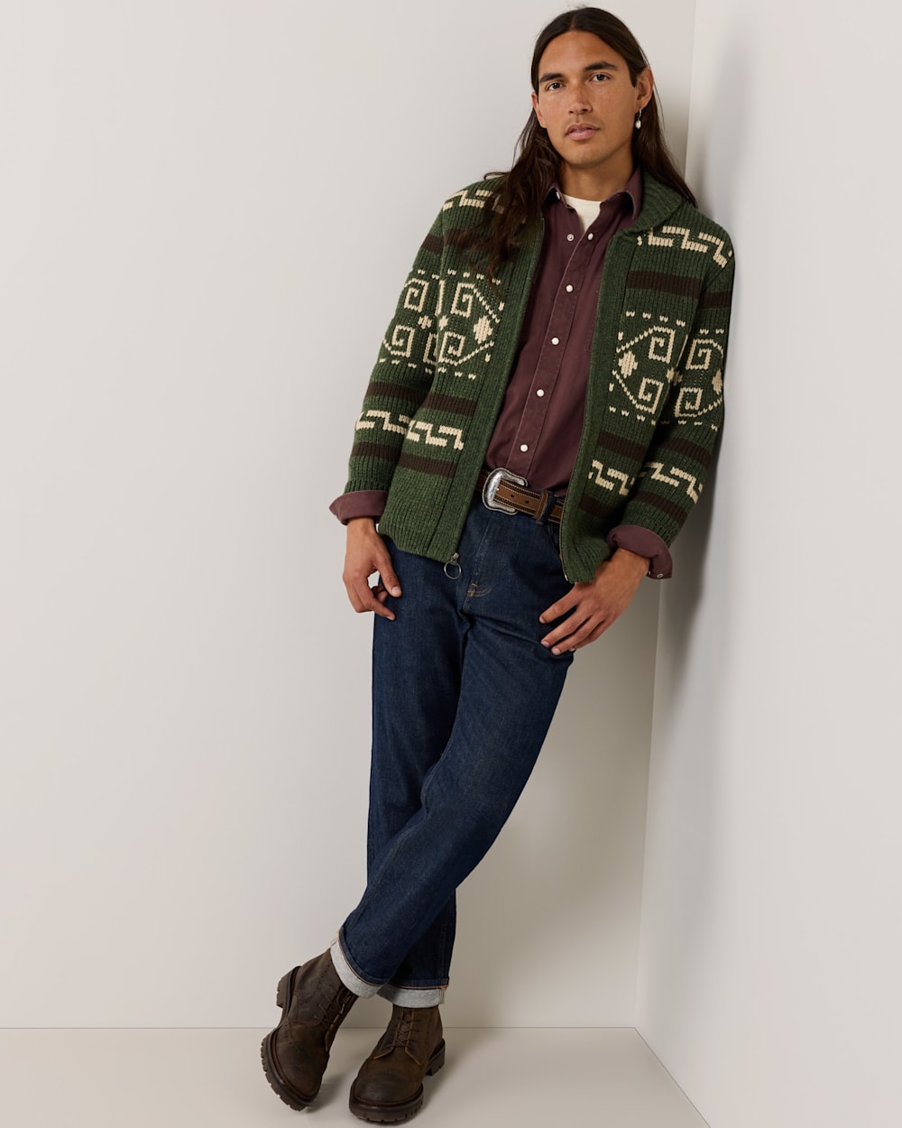 THE ORIGINAL WESTERLEY MEN�S SWEATER IN DARK GREEN image number 1