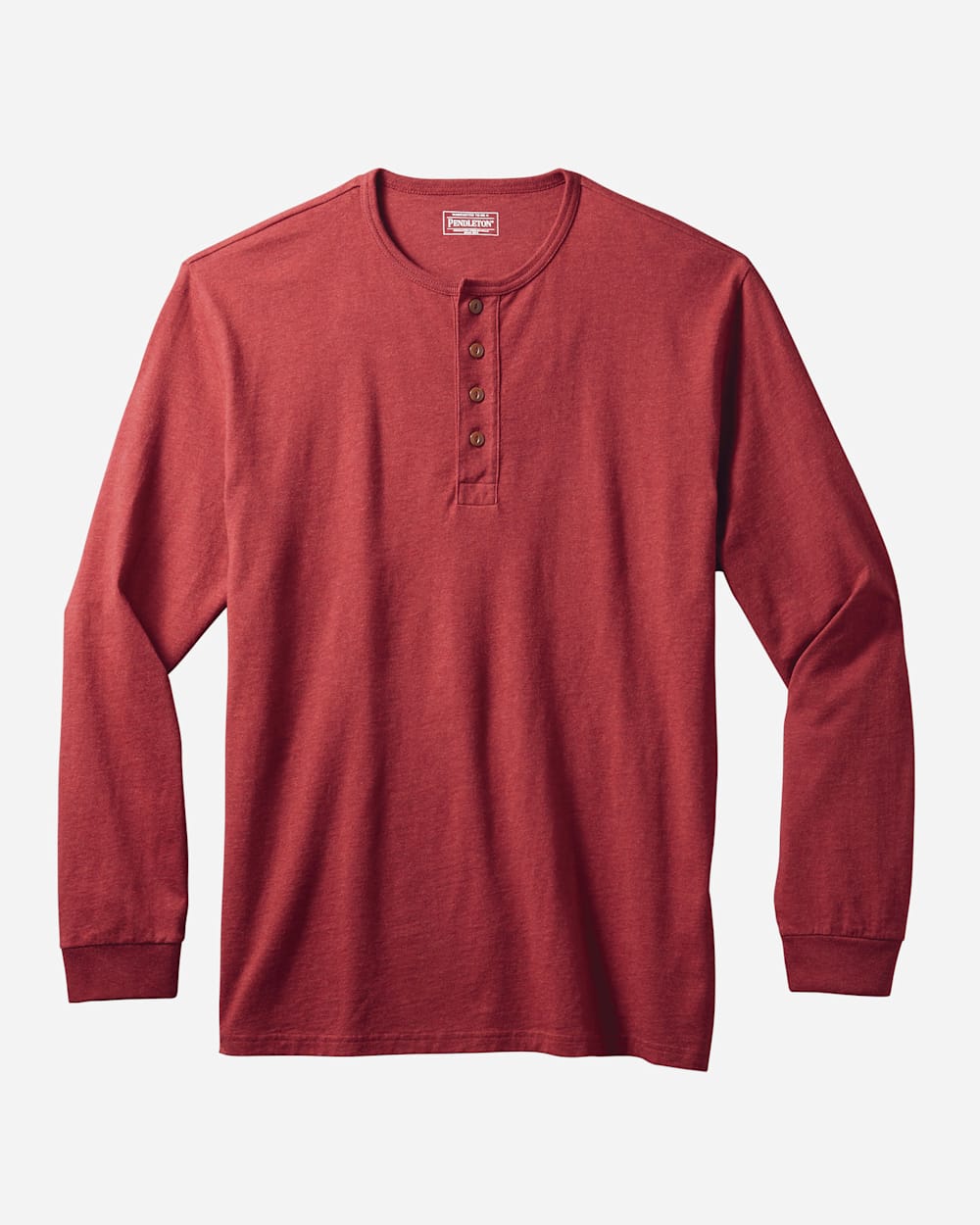 MEN'S LONG-SLEEVE DESCHUTES HENLEY IN RED HEATHER image number 1