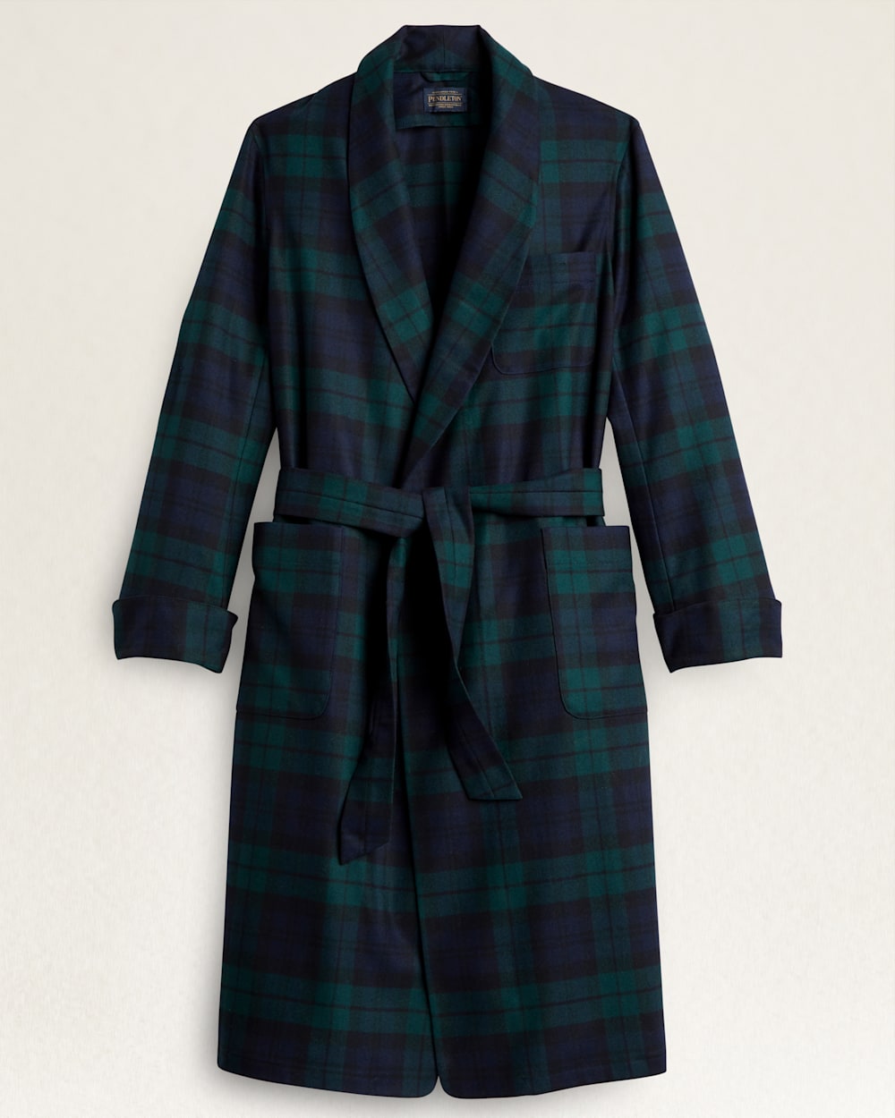 MEN'S WASHABLE WHISPERWOOL ROBE IN BLACK WATCH TARTAN image number 1