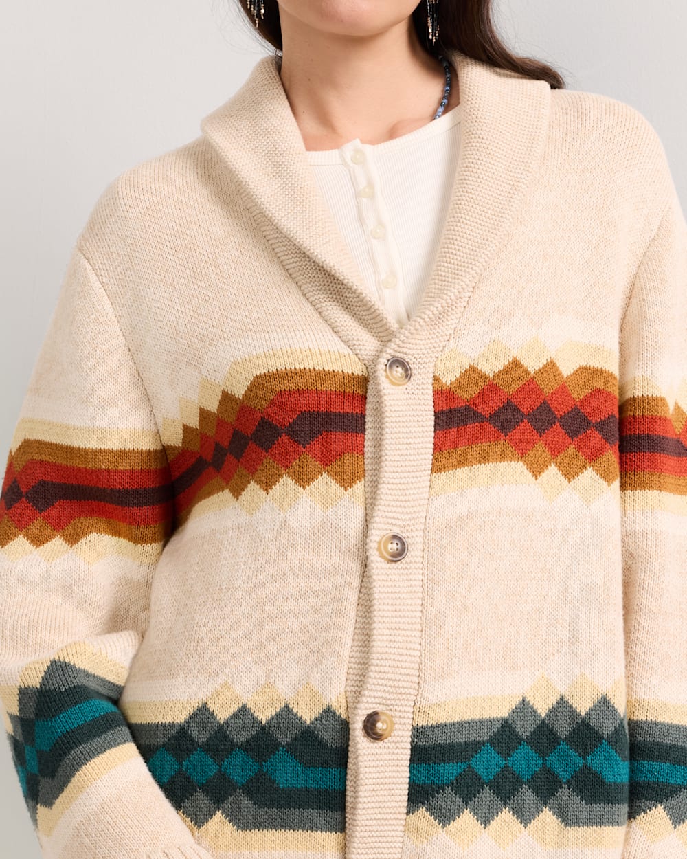 ALTERNATE VIEW OF ADDIE ROANHORSE X PENDLETON MIDDLE WATERS COTTON CARDIGAN IN MIDDLE WATERS image number 5
