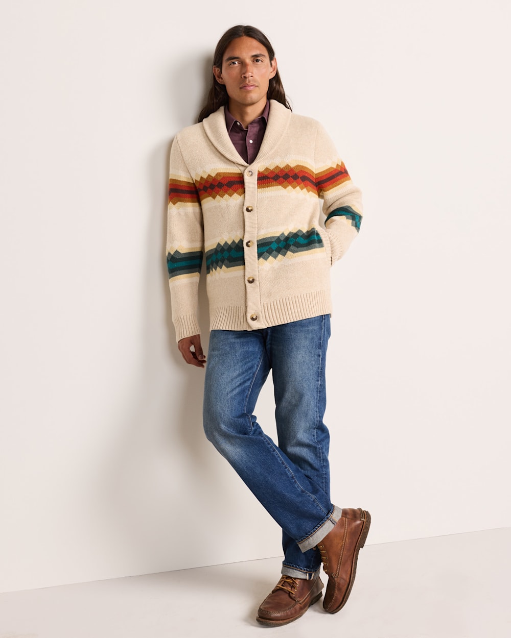 ALTERNATE VIEW OF ADDIE ROANHORSE X PENDLETON MIDDLE WATERS COTTON CARDIGAN IN MIDDLE WATERS image number 6