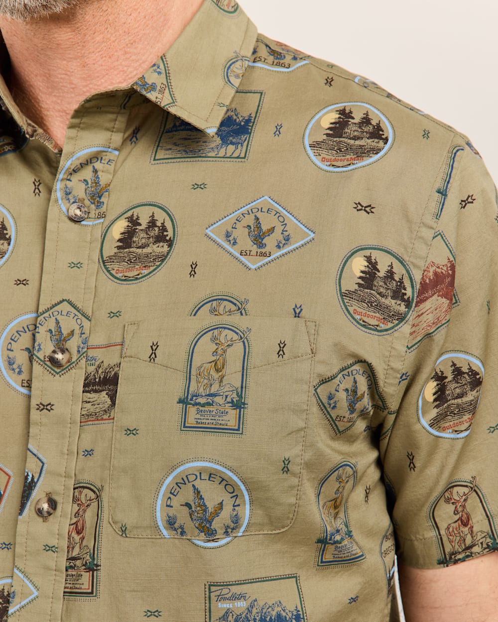 ALTERNATE VIEW OF MEN'S SHORT-SLEEVE NATIONAL PARK SHORELINE SHIRT IN OLIVE image number 4