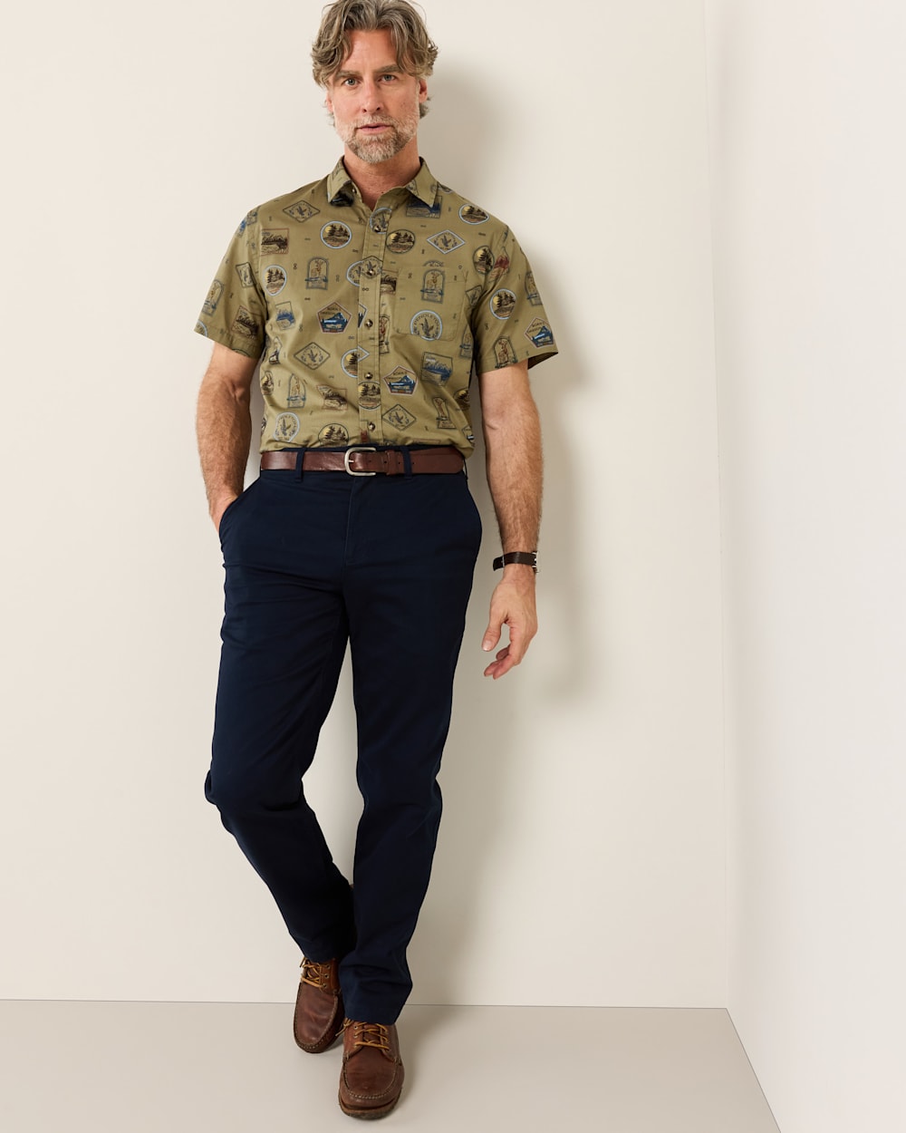 ALTERNATE VIEW OF MEN'S SHORT-SLEEVE NATIONAL PARK SHORELINE SHIRT IN OLIVE image number 6