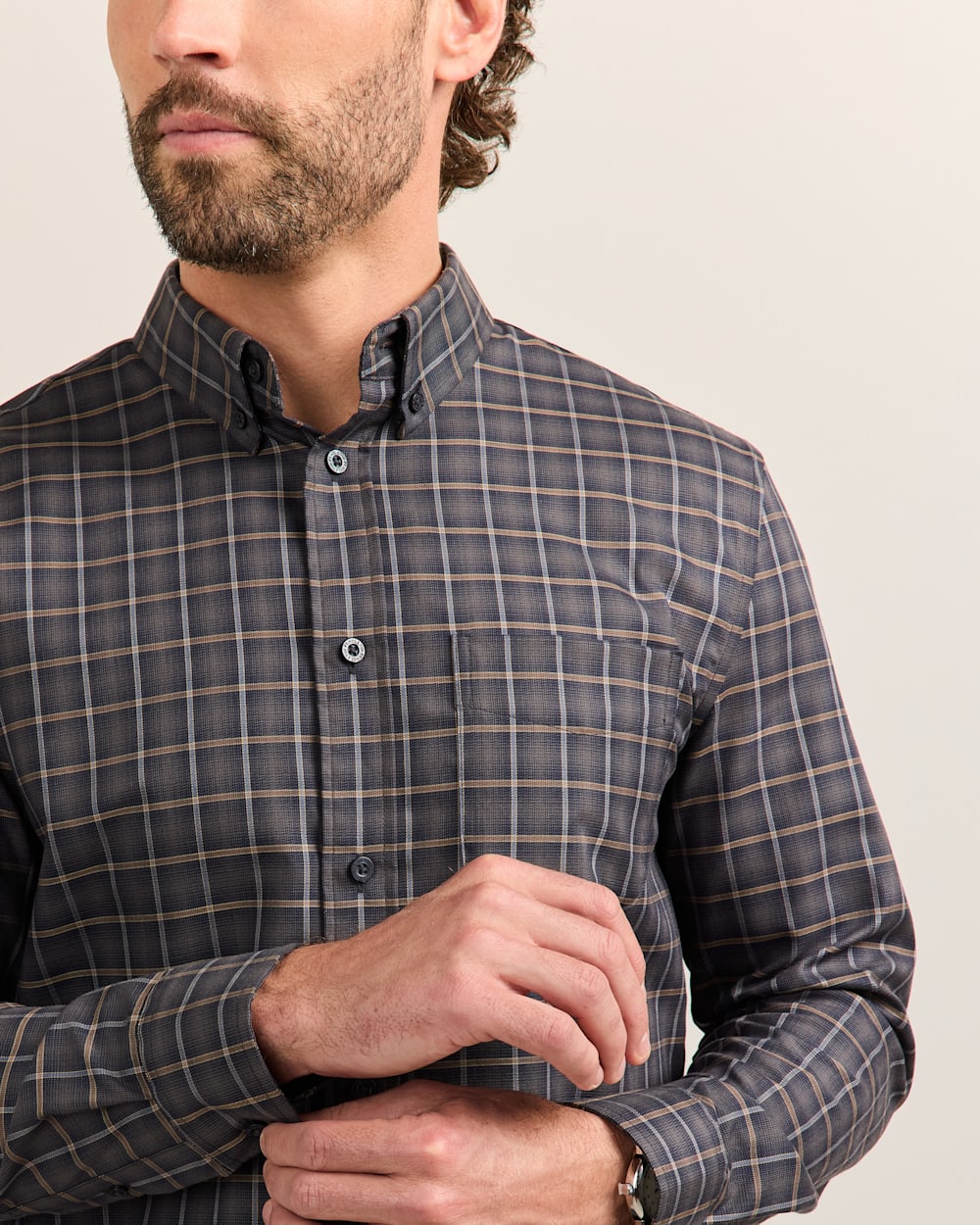 ALTERNATE VIEW OF MEN'S FREMONT COTTON SHIRT IN NAVY CHECK image number 5