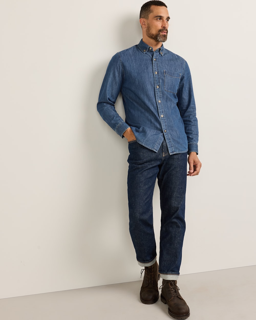 MEN'S RILEY DENIM SHIRT IN BLUE DENIM image number 1